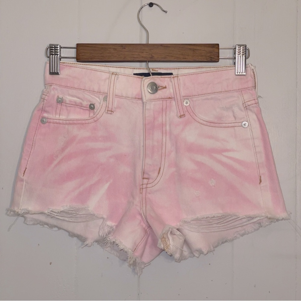 Aeropostale high rise Shorty Denim Shorts Tie Dye pink 000